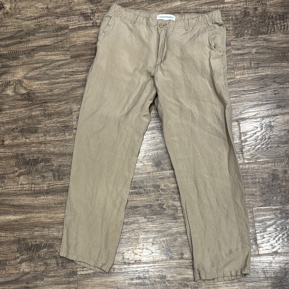 Amazon Essentials Tan linen blend Chinos - L